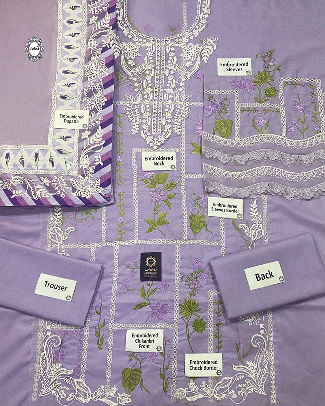 Crimson Flow Luxury Lawn Chikankari Collection- Lilac