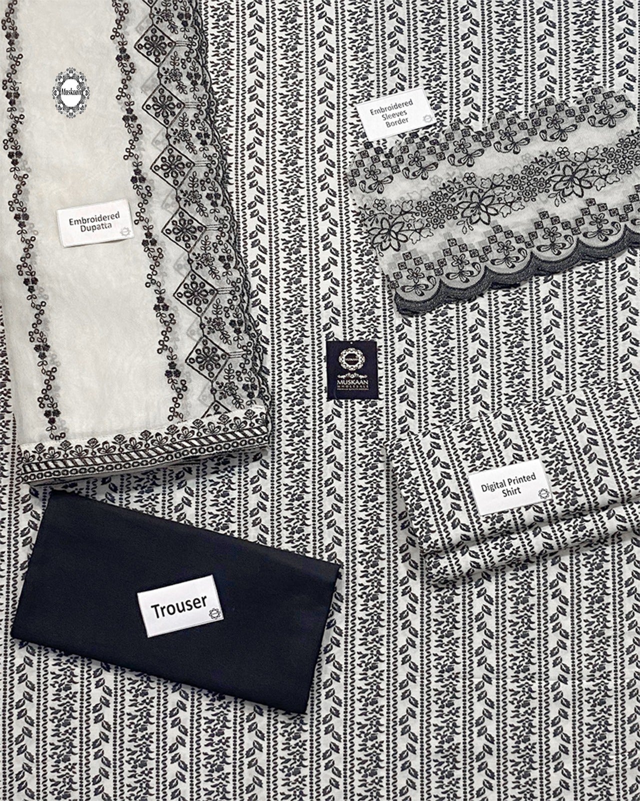 Baroque Digital Printed Swiss lawn Collection -Beige And Black