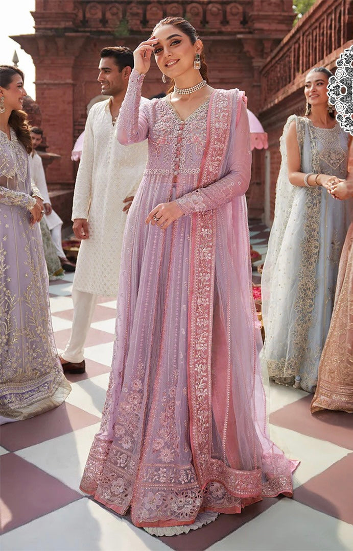 Mushq Embroidered Luxury Festive Addawork Collection- Lavender
