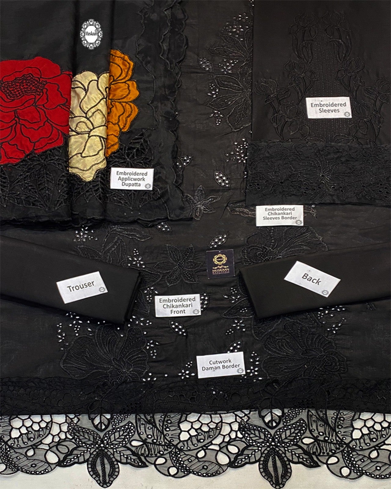 Rang Rasiya Luxury Chikankari Lawn Collection- Black