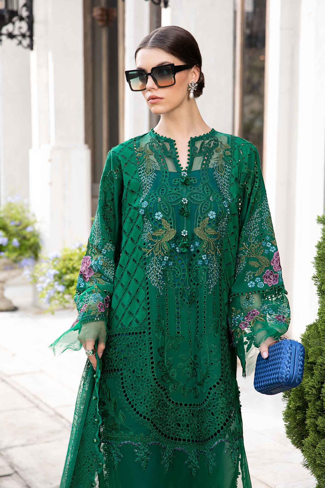 Maria.B Embroidered Chikankari Luxury Lawn Collection- Emerald Green