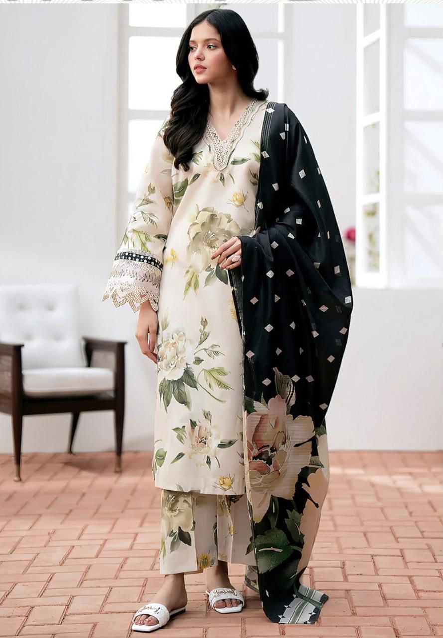 Baroque Digital Printed Swiss lawn