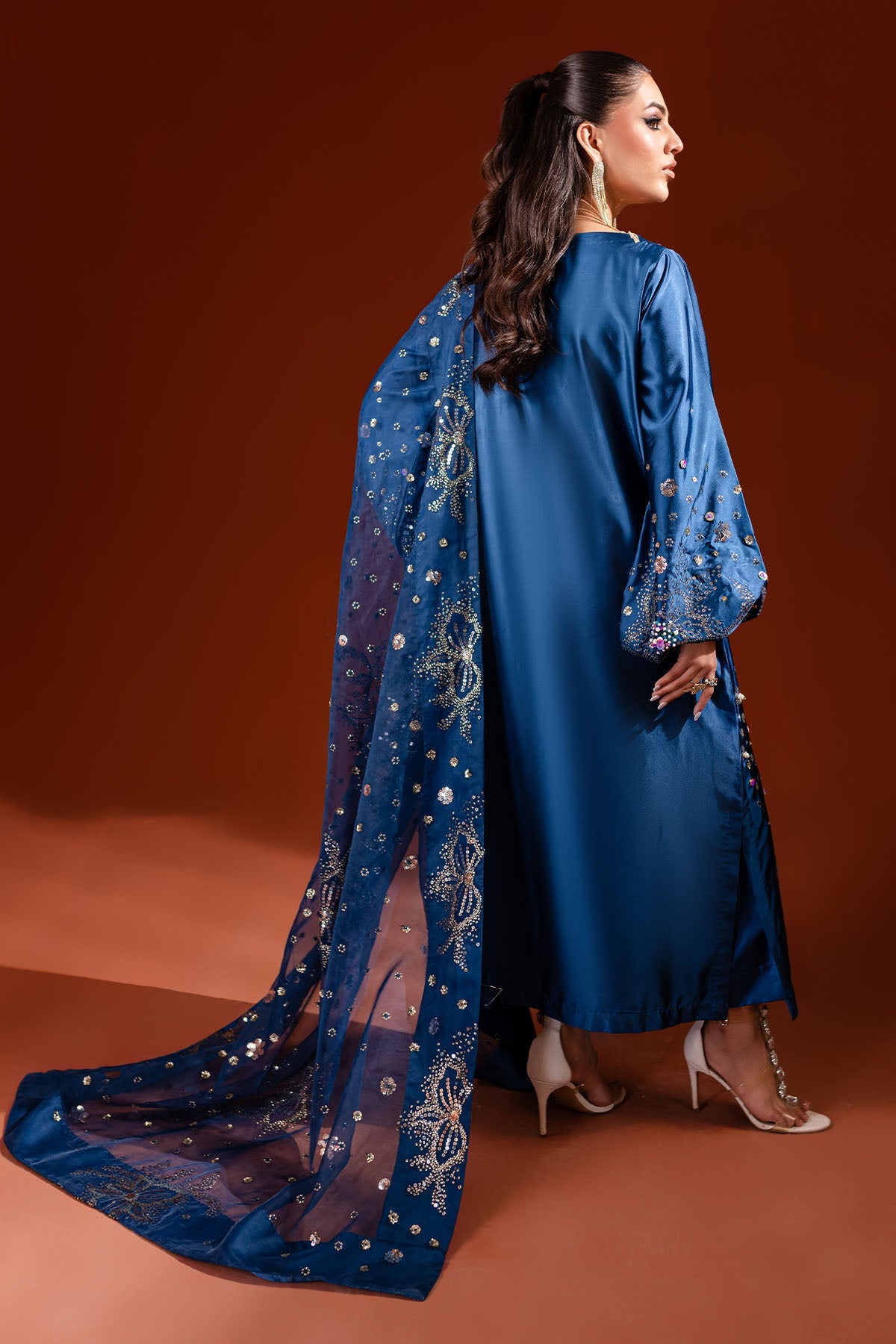 Nureh Luxury Handwork Formal Wedding Collection- Teal Blue