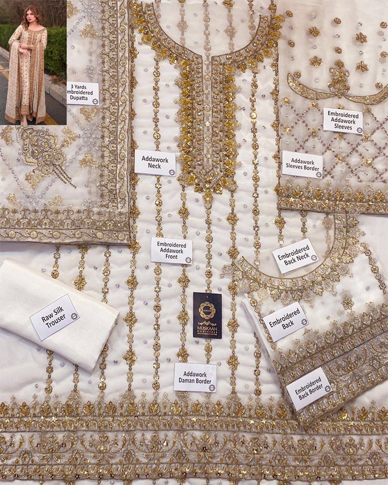 Haris Shakeel Exclusive Luxury Formal Wedding Collection- Off White