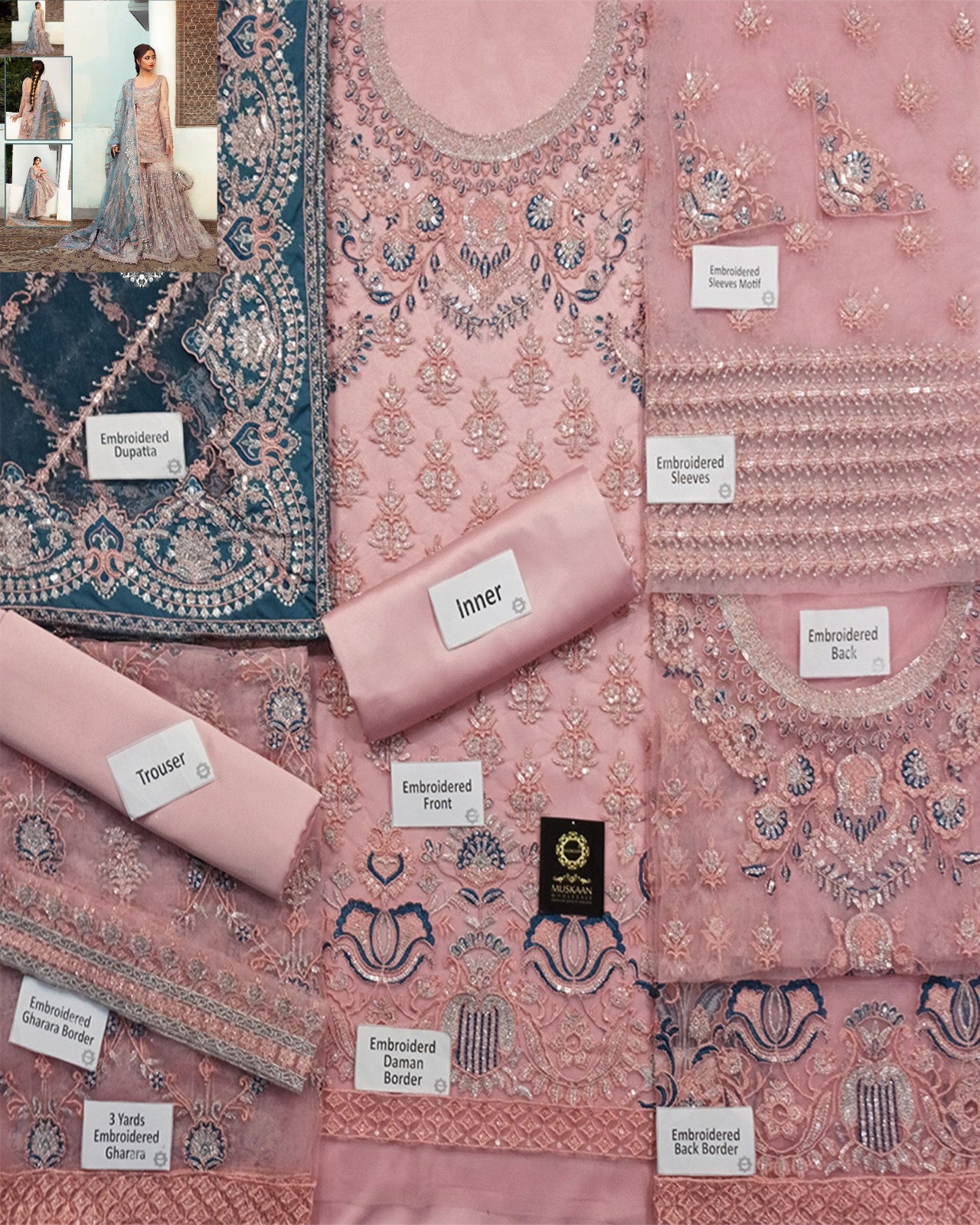 Faiza Saqlain Formal Wedding Collection- Tea Pink