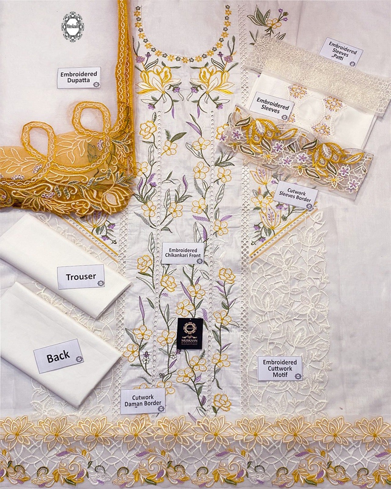 Rang Rasiya Embroidered Premium Luxury Chikankari Lawn Collection- White