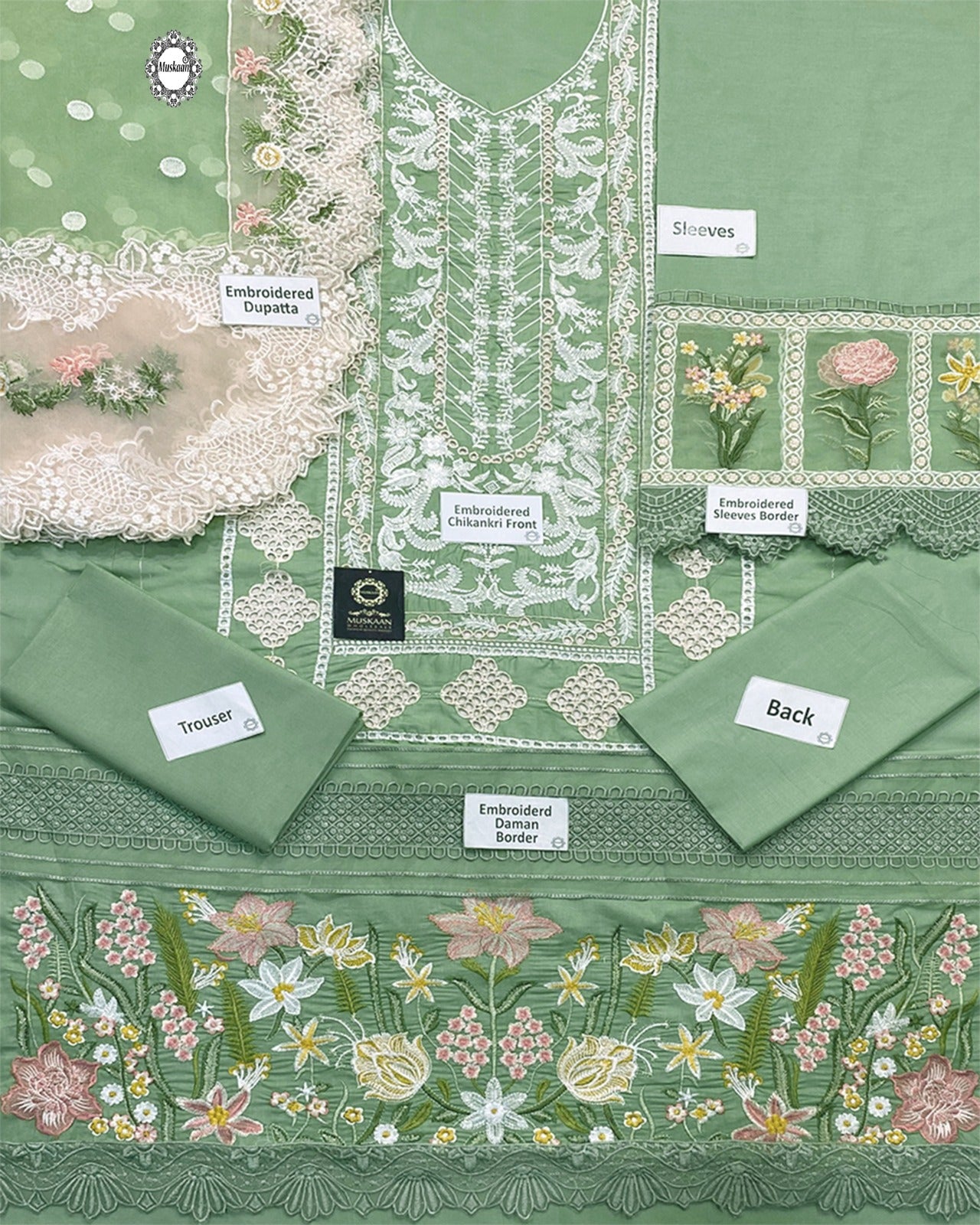 Crimson Chikankari Luxury Lawn