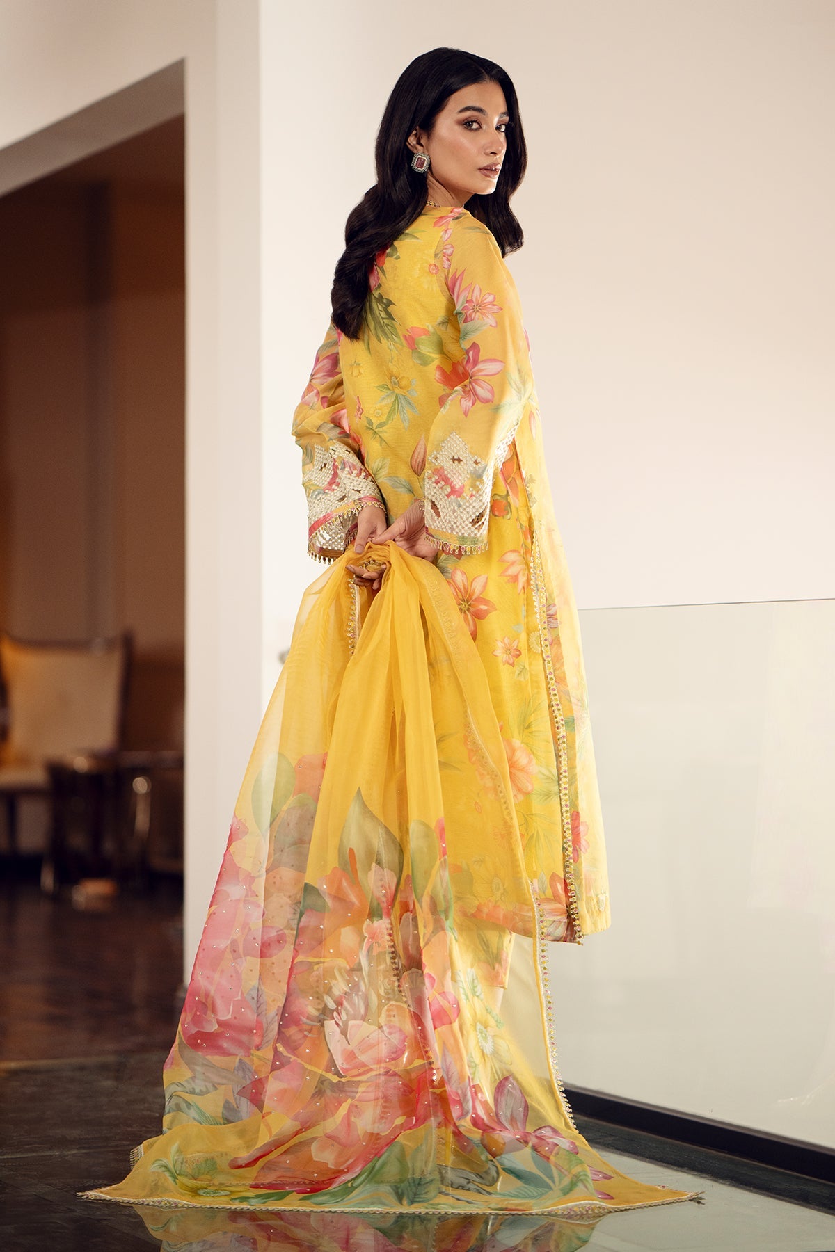 Baroque Digital Printed Swiss Lawn Collection -Yellow Floral