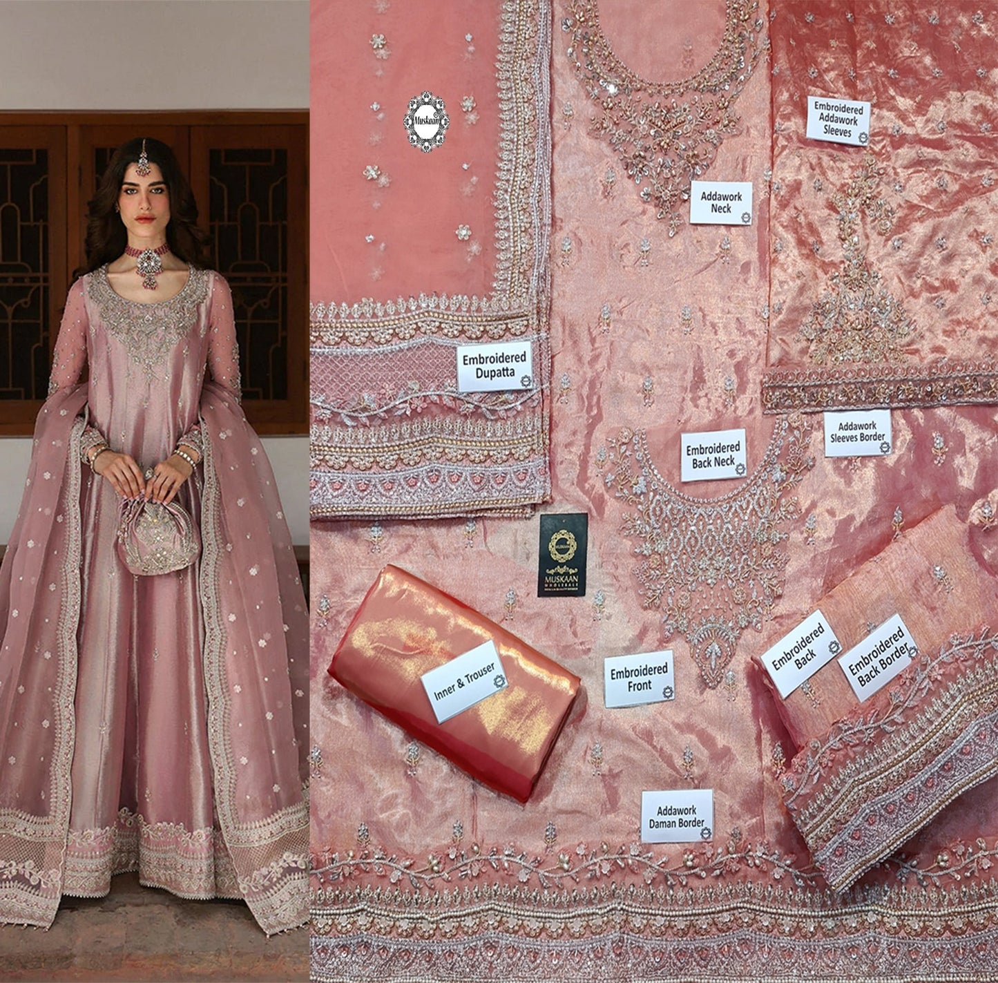 Faiza Saqlain Luxury Formals Wedding Maaxi -Tea Pink