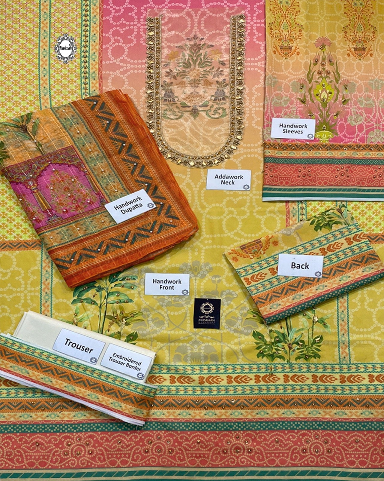 Ansab Jehangir Luxury Digital Printed Swiss lawn Collection - Pink & Marigold
