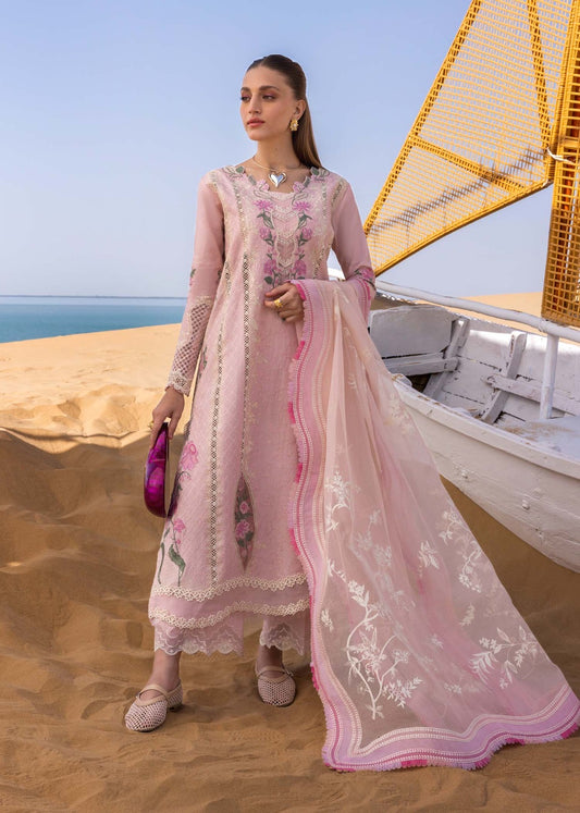 Crimson Flow Luxury Embroidered Chikankari Collection- Powder Pink 2B