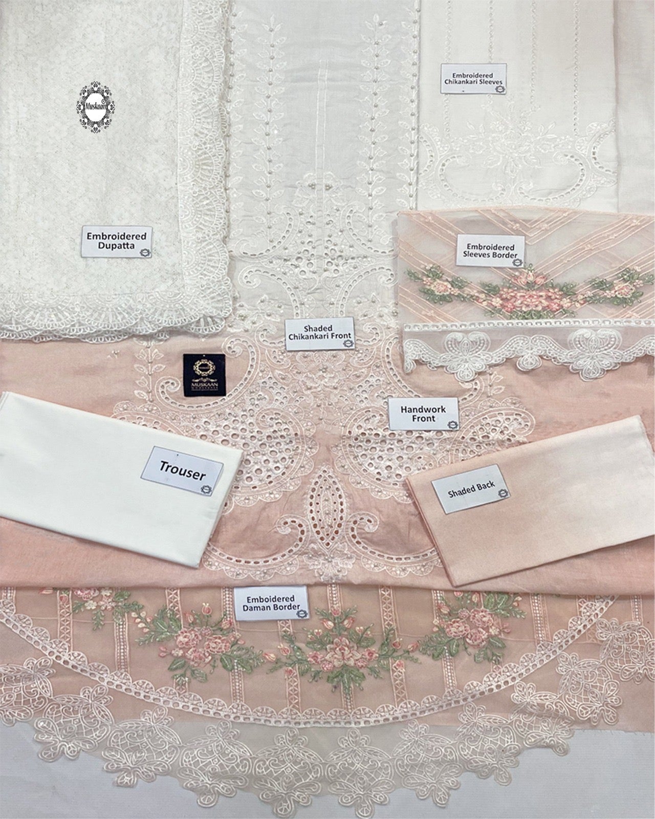 Maria.B Luxury Lawn Embroidered Chikankari Collection- Double Shaded
