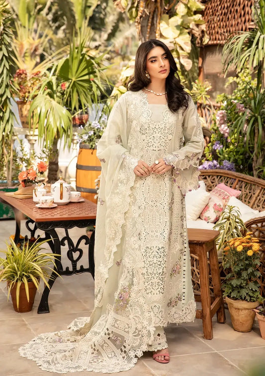 Elaf Premium Luxury Lawn Embroidered Chikankari Collection Raha- Mint Green