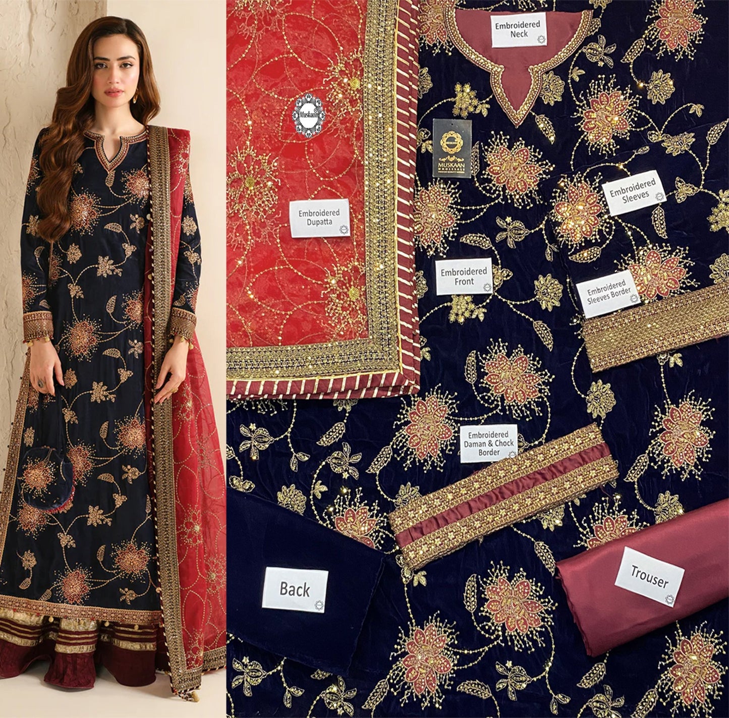 Jazmin Velvet Wedding Collection- Navy Blue