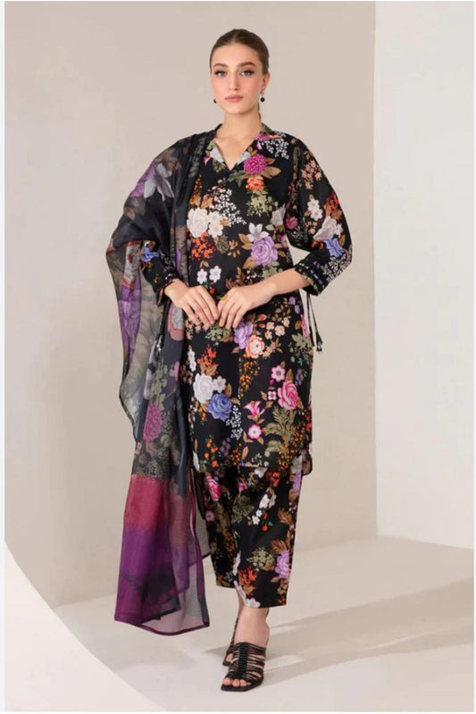 BAROOQUE LUXURY LAWN WITH DIGITAL PRINTED CHIFFON DUPATTA