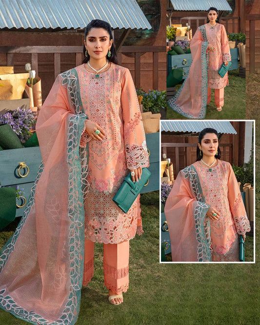 Rang Rasiya Embroidered Chikankari Luxury Lawn Collection- Teapink & Seagreen