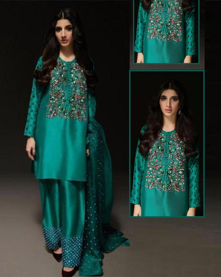 Muse Luxe Addawork Rawsilk Formal Wedding Collection- Seagreen