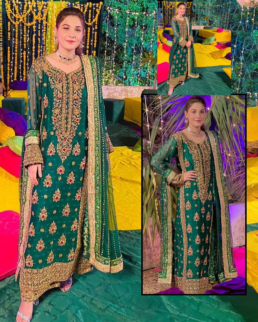 Haris Shakeel Luxury Hand Embellished Addawork Formal Wedding Collection-Seagreen