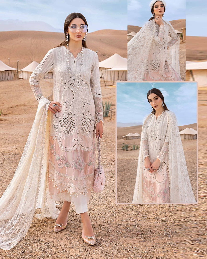Maria.B Luxury Lawn Embroidered Chikankari Collection- Double Shaded