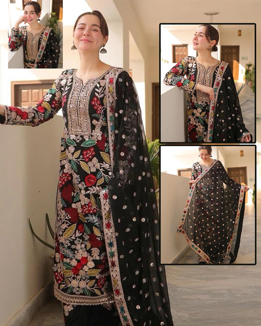 Hastens Embroidered Luxury Lawn Collection Black RangBarang