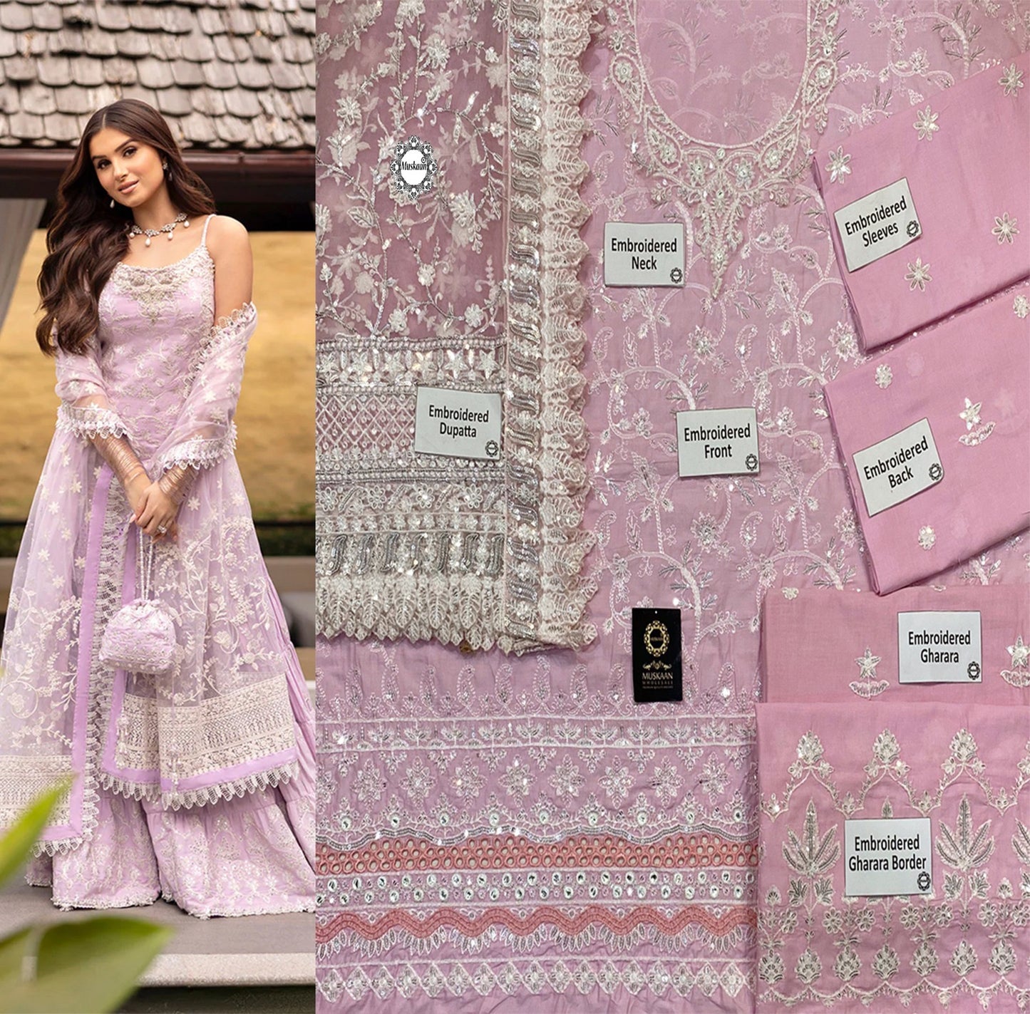 Faiza Saqlian Zinnia Luxury Chikankari Lawn Collection - Pink