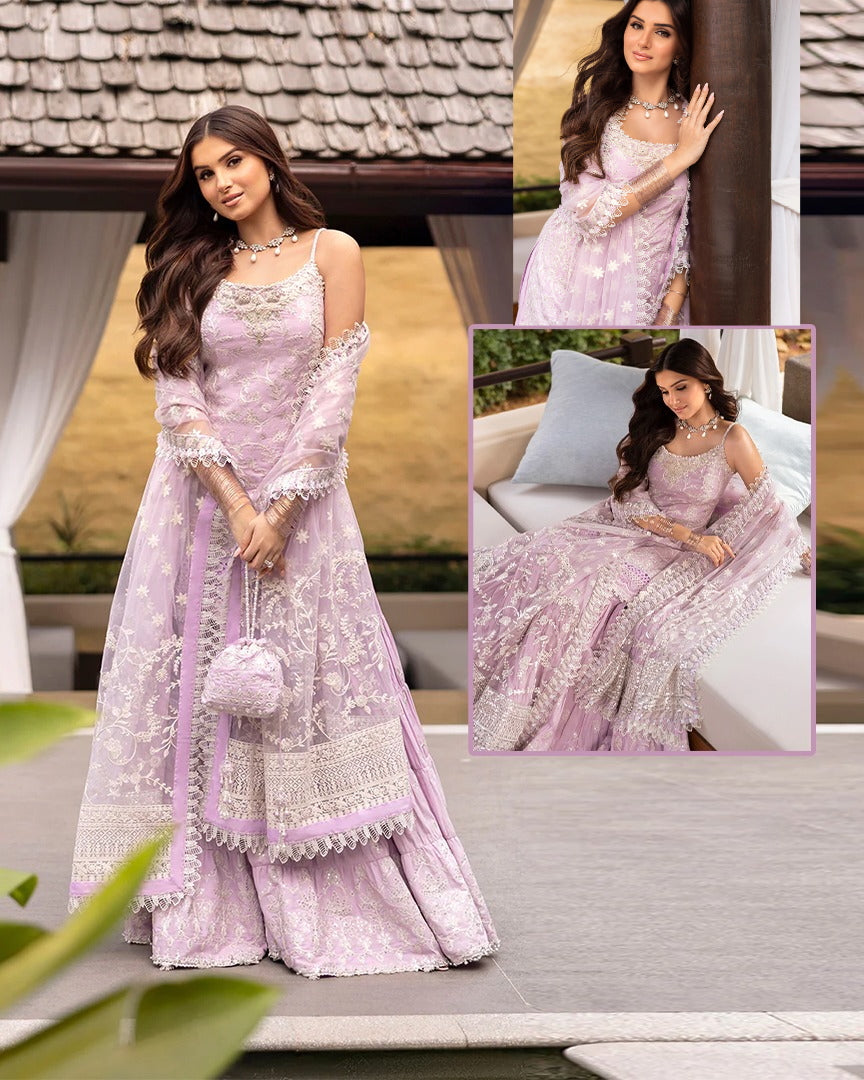 Faiza Saqlian Zinnia Luxury Chikankari Lawn Collection - Pink