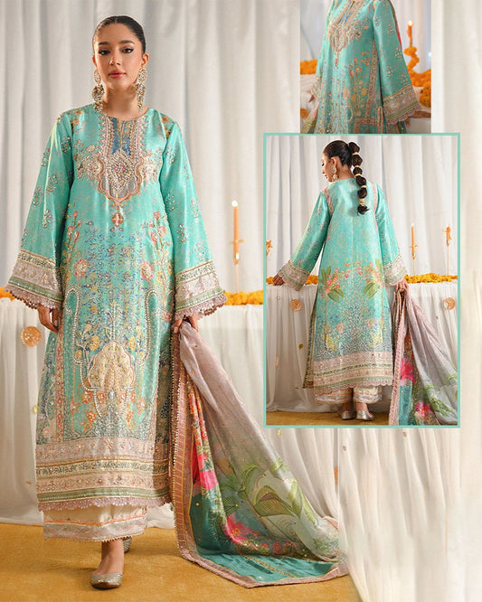 Ansab Jehangir Luxury Digital Printed Swiss lawn Collection - Light SeaGreen