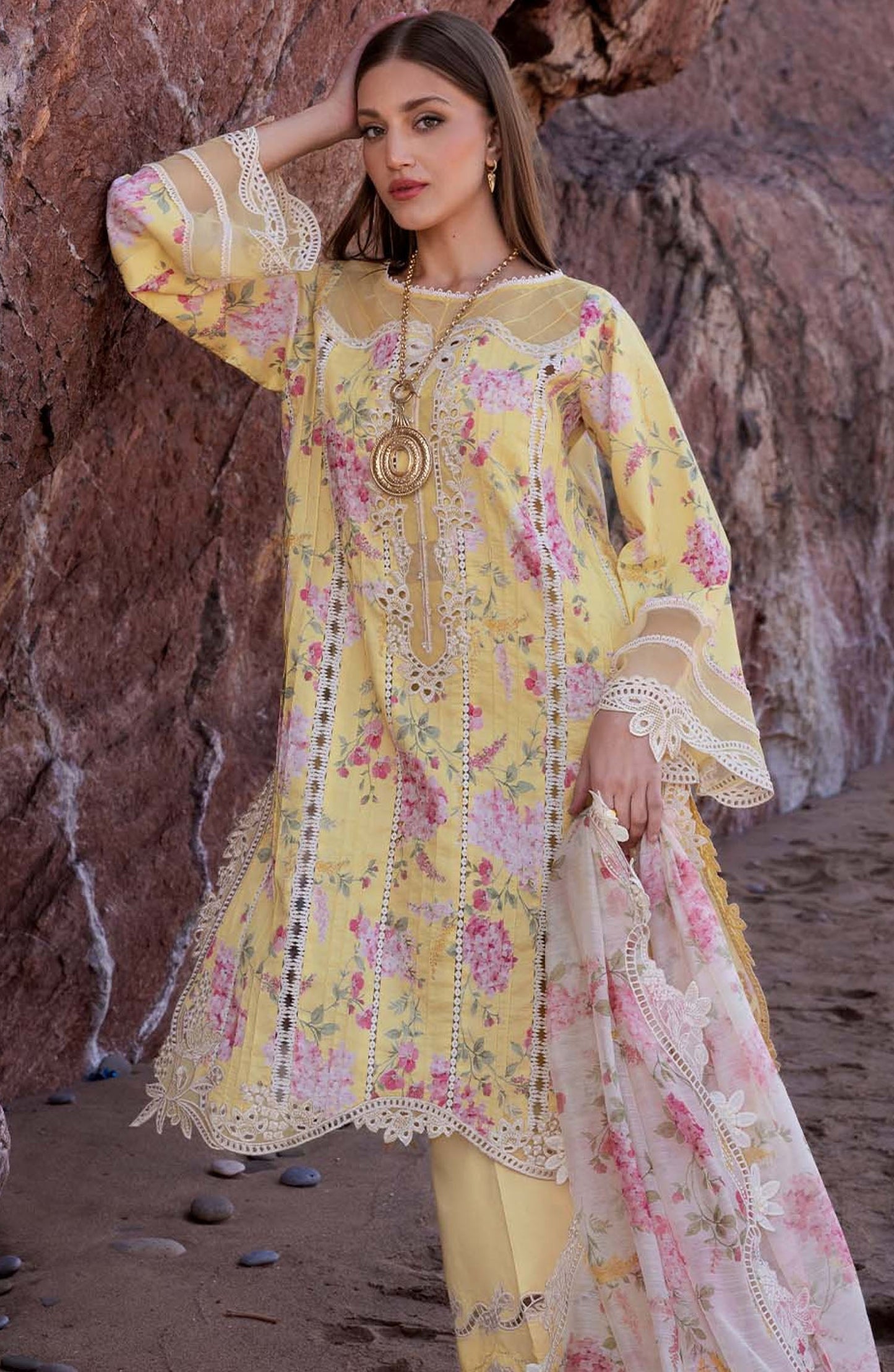Flow By Crimson Luxury Lawn Collection Collection - Butter Yellow