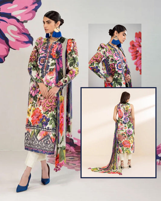 Swiss Lawn Embroidered Collection - Floral Garden