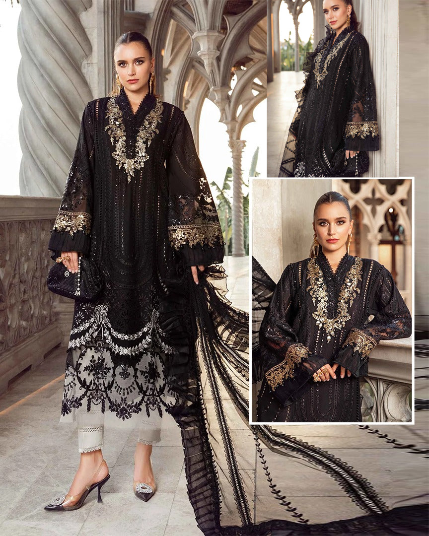 Maria.B Embroidered Chikankari Luxury Lawn Collection- Black