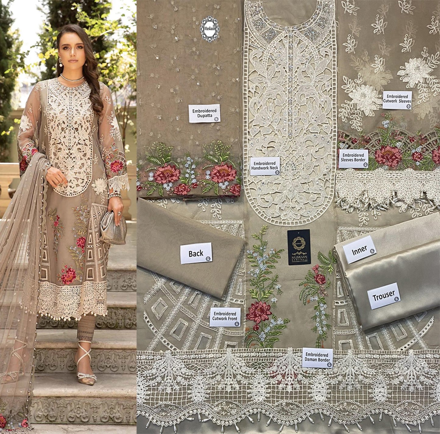 Maria.B Embroidered Formal Wedding Collection- Burnt Sugar