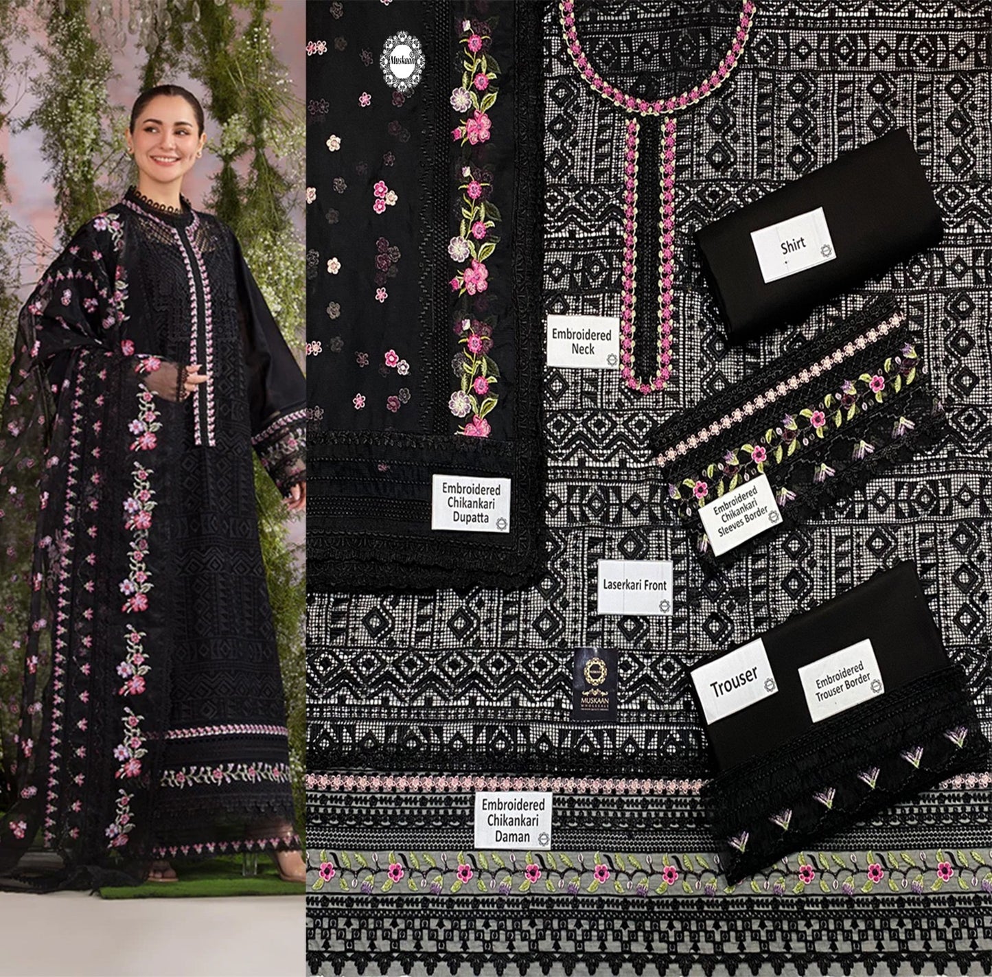 Sobia Nazir Embroidered Luxury Chikankari Lawn 2025 Collection- Black
