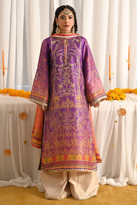 Ansab Jehangir Luxury Digital Printed Swiss lawn Collection - Purple Gold