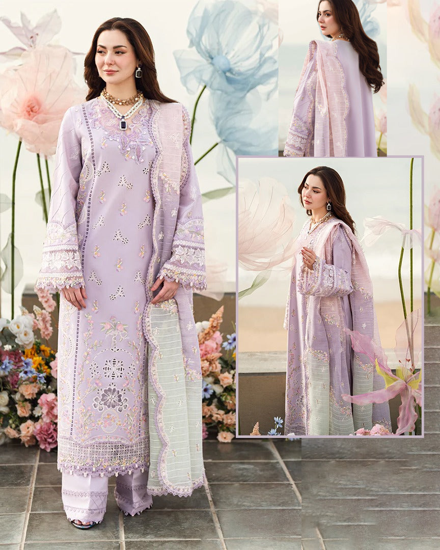 Qalamkar Embroidered Chikankari Sahil Luxury Lawn 2025 Collection- Lilac