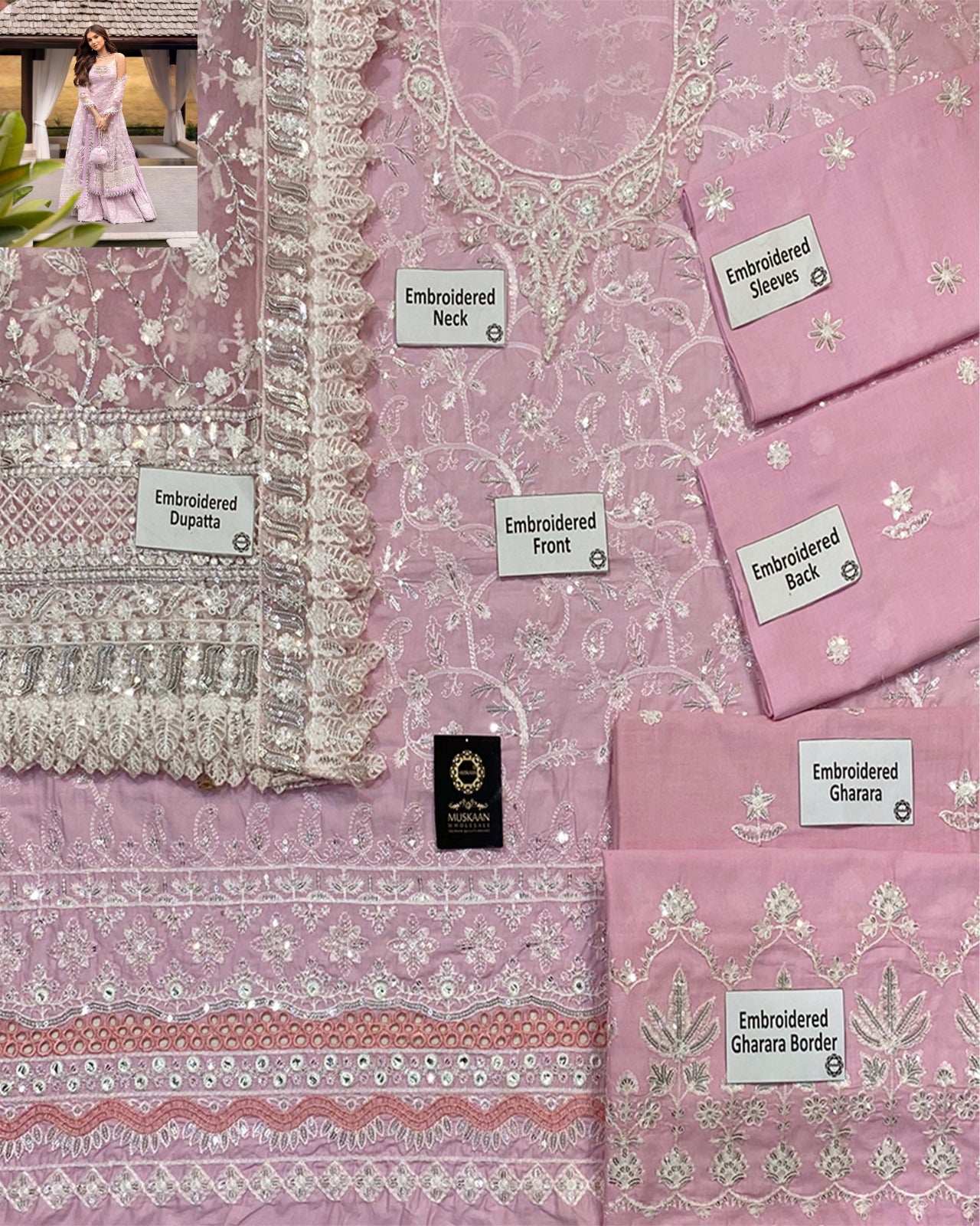 Faiza Saqlian Zinnia Luxury Chikankari Lawn Collection - Pink