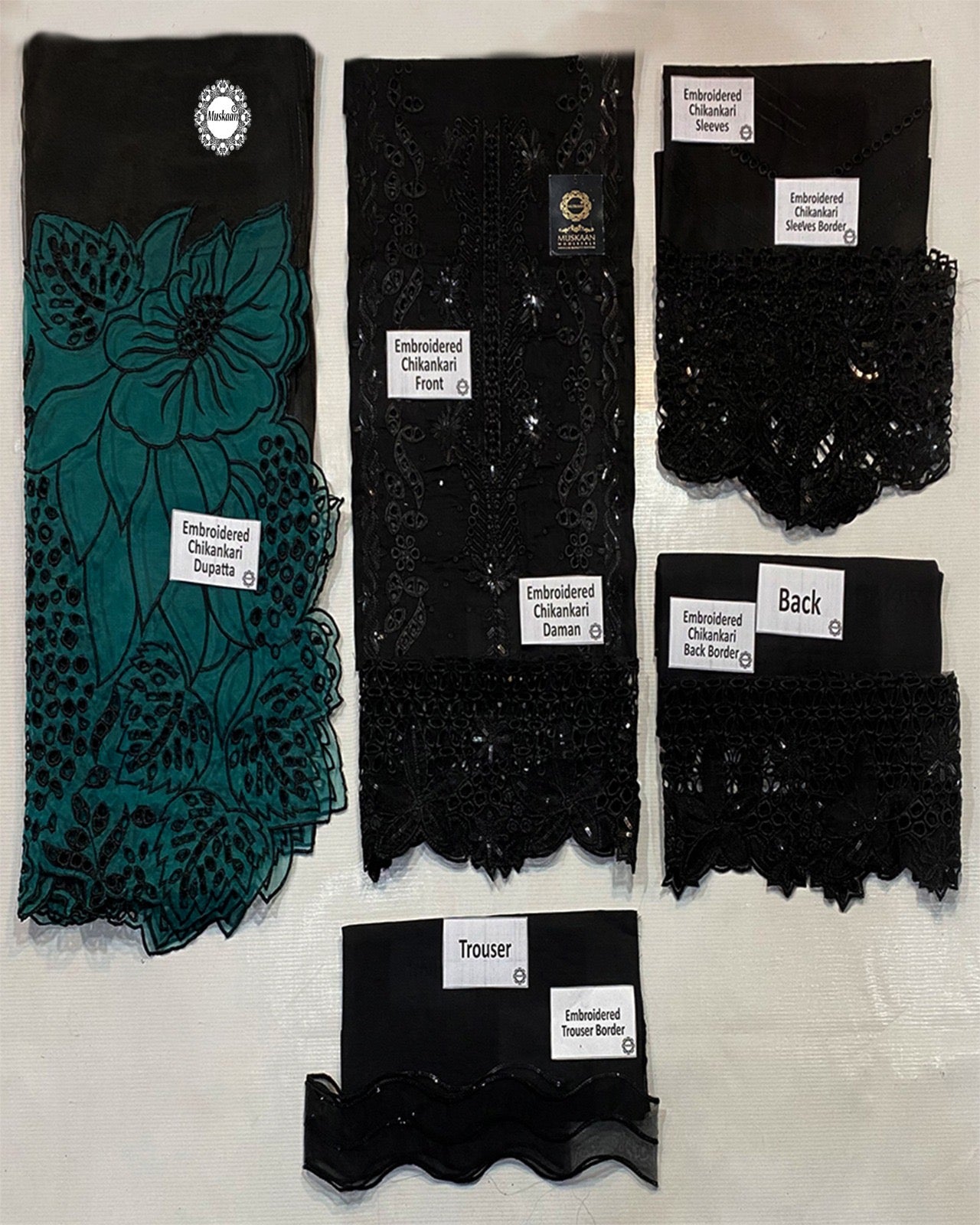 Rang Rasiya Embroidered Chikankari Luxury Lawn Collection- Black & Seagreen