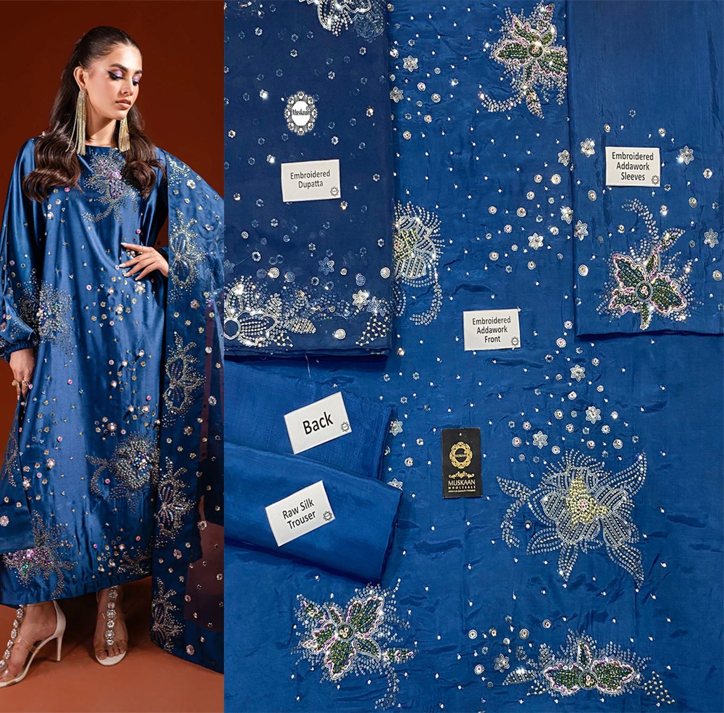 Nureh Luxury Handwork Formal Wedding Collection- Teal Blue