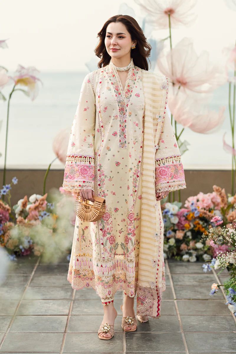 Qalamkar Sahil Luxury Chikankari Lawn Collection - Pastel Lemon