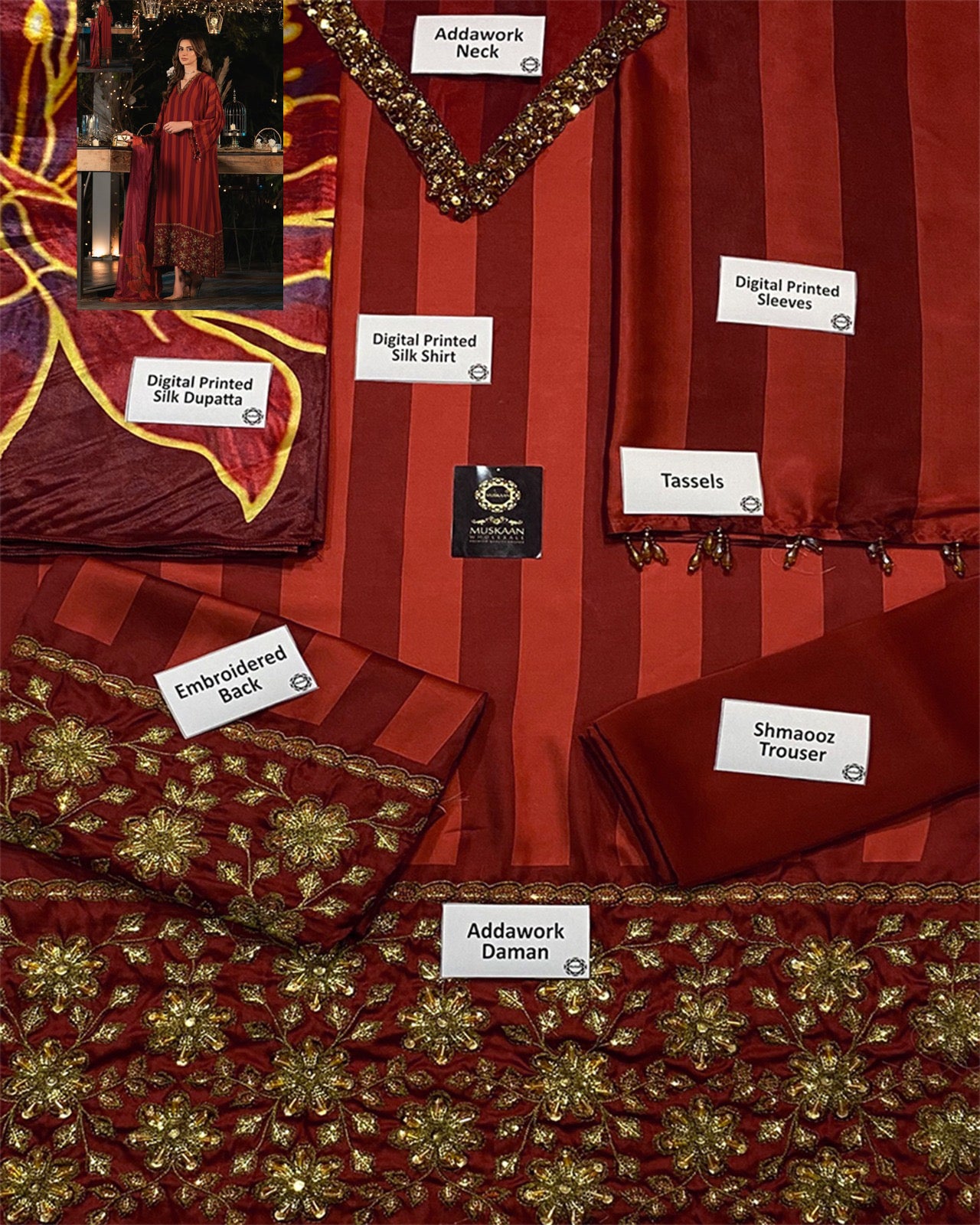 Lulusar Morich Silk Formal Wedding Collection -Maroon