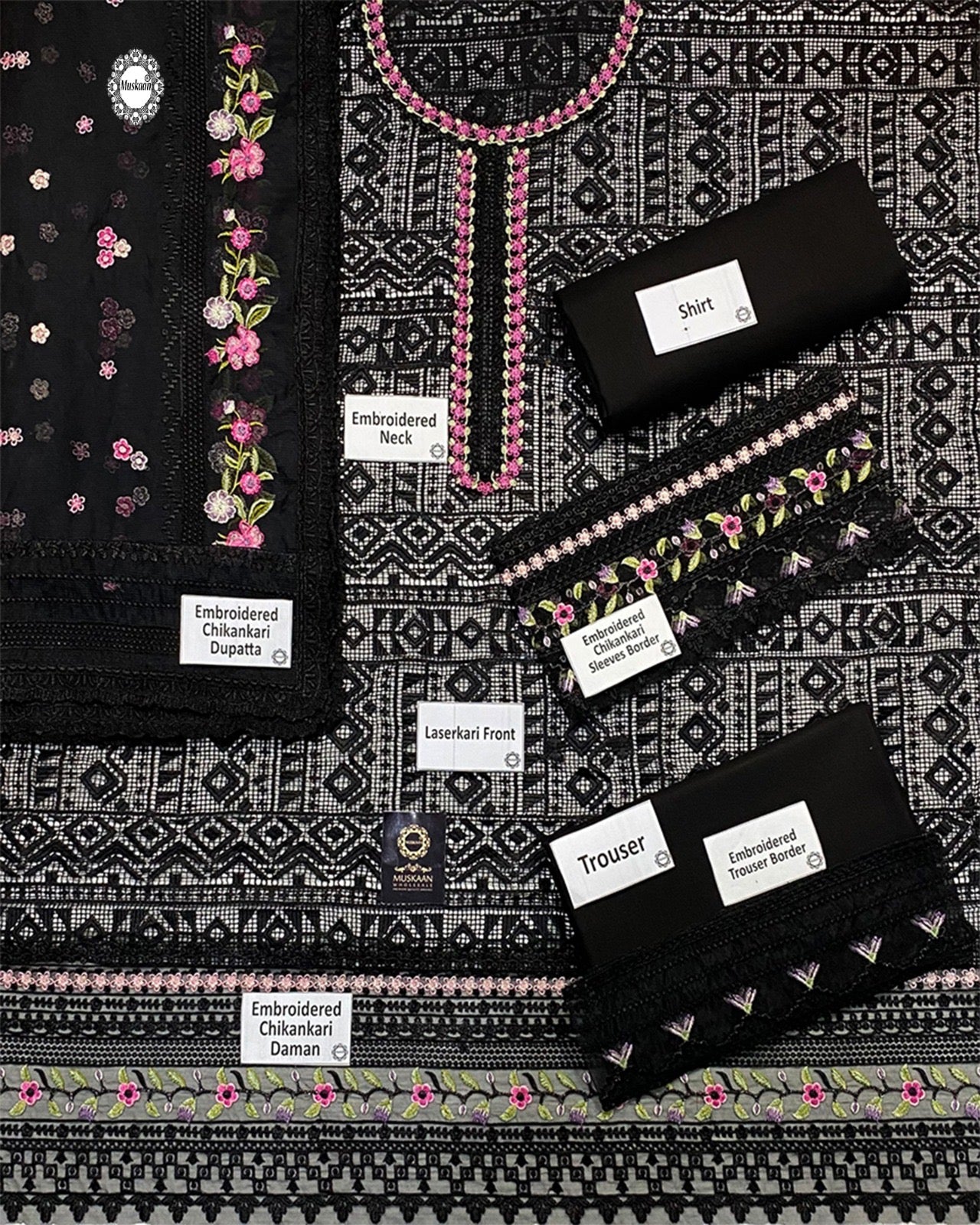 Sobia Nazir Embroidered Luxury Chikankari Lawn 2025 Collection- Black